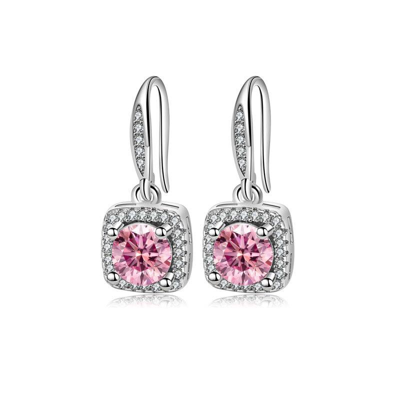 Elegante 1 Karat quadratische Ohrstecker für Damen Modischer Zargenfassung Ohrschmuck Schicke und zarte Accessoires