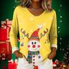 Women's Christmas Print Casual V-Neck Long Sleeve Top