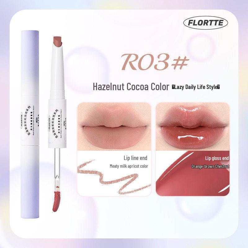 FLORTTE Rainbow Bubble Double-ended Lip Liner & Gloss Pen - Affordable Lipstick for Women 2.4