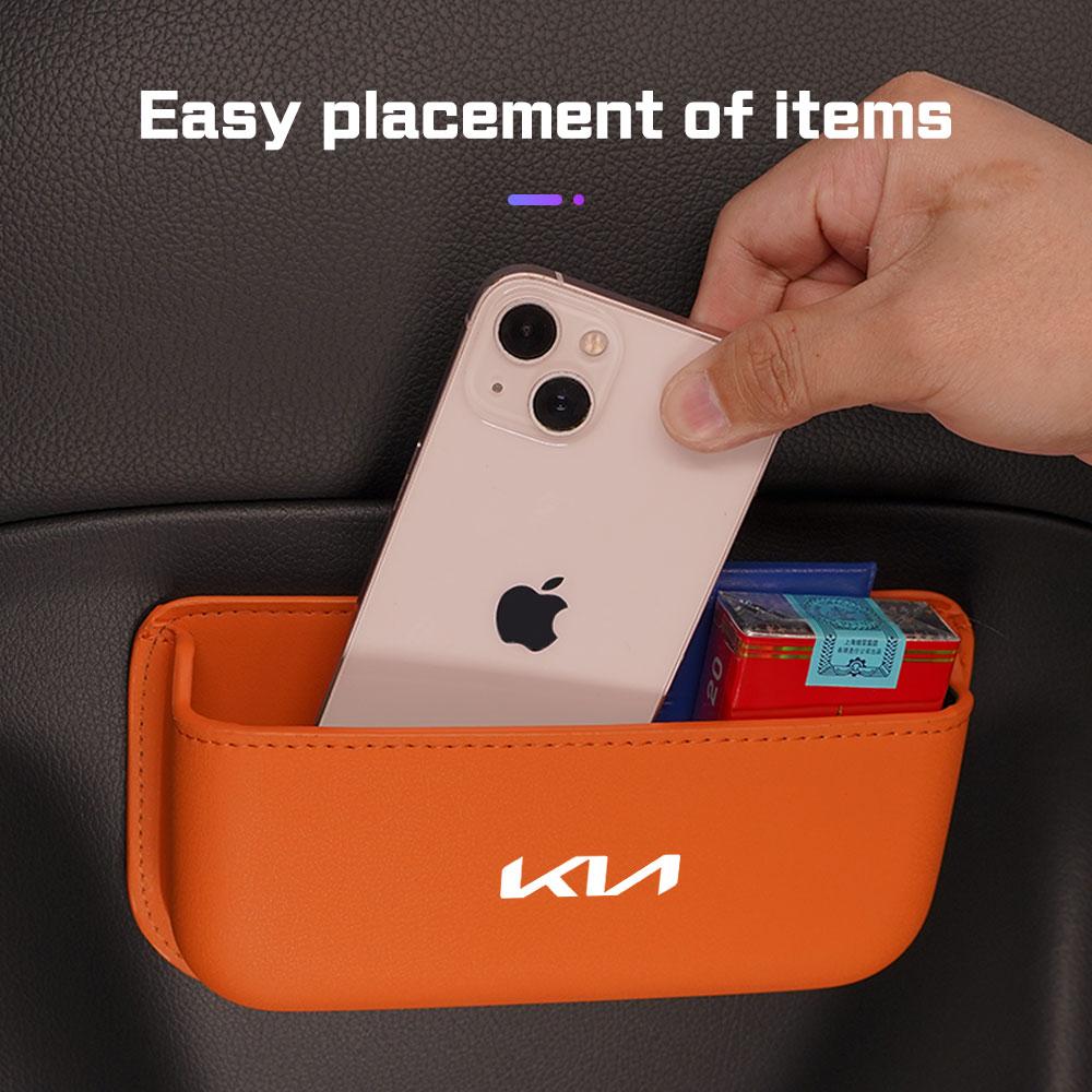 LYSH4 Leather Car Side Pocket Organizer Bag for KIA K3 K5 Sportege Picanto Optima Soul Ceed Sorento Forte Adhesive Door Storage Pouch