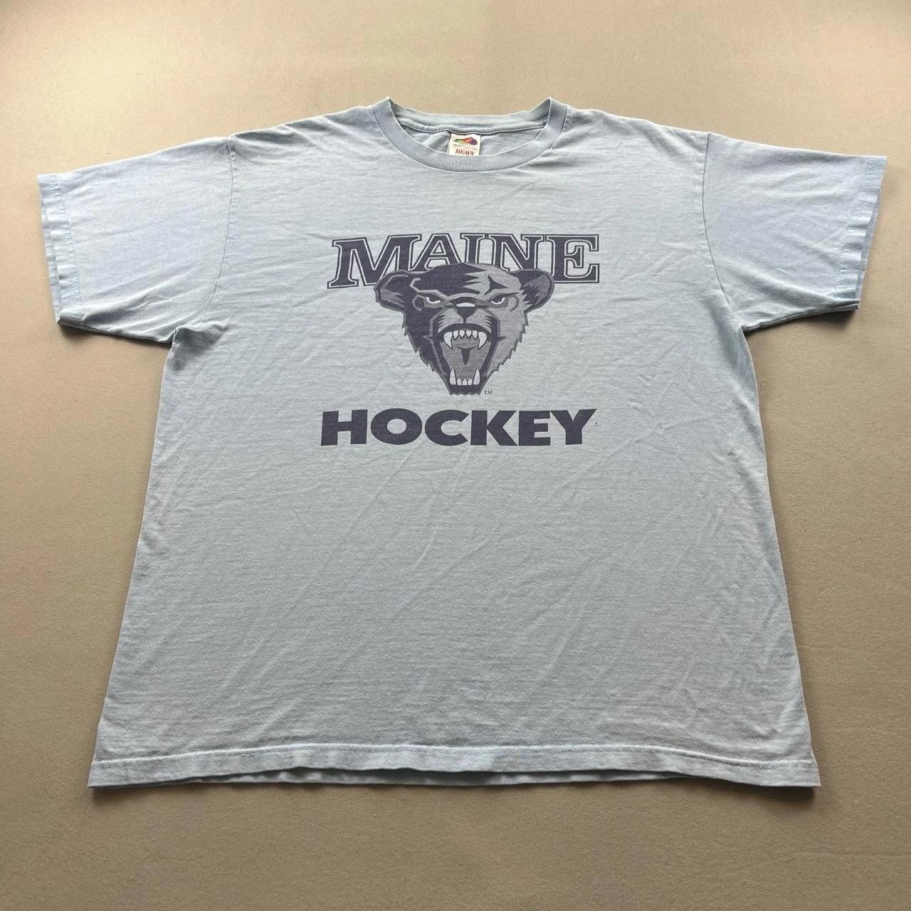 Vintage Maine Black Bears T-Shirt Mens Medium Blue Hockey University College y2k S