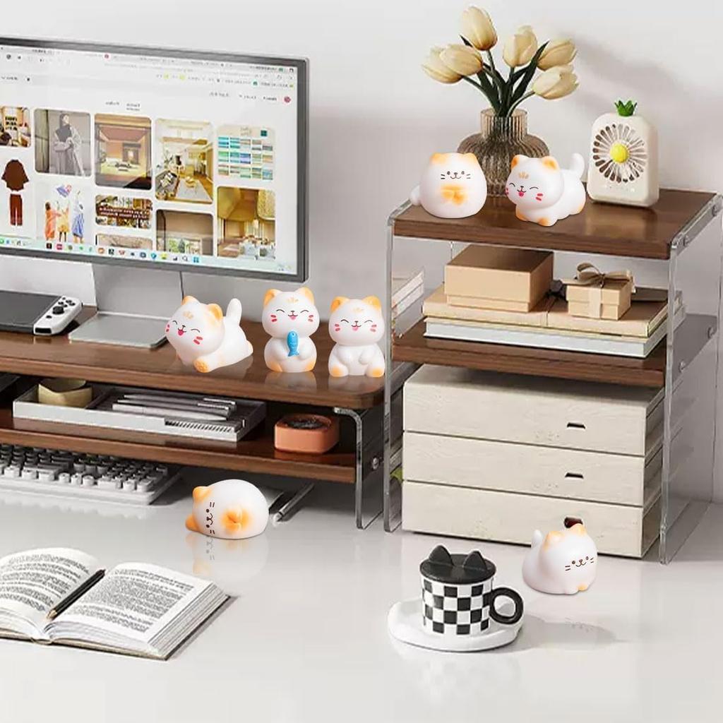 Set of 8 Miniature Cat Cute DIY Soothing Landscape Tabletop Cute Car Entryway Birthday Party Dark Green Figurines, Decor, Gifts, Figurines, Ornaments,