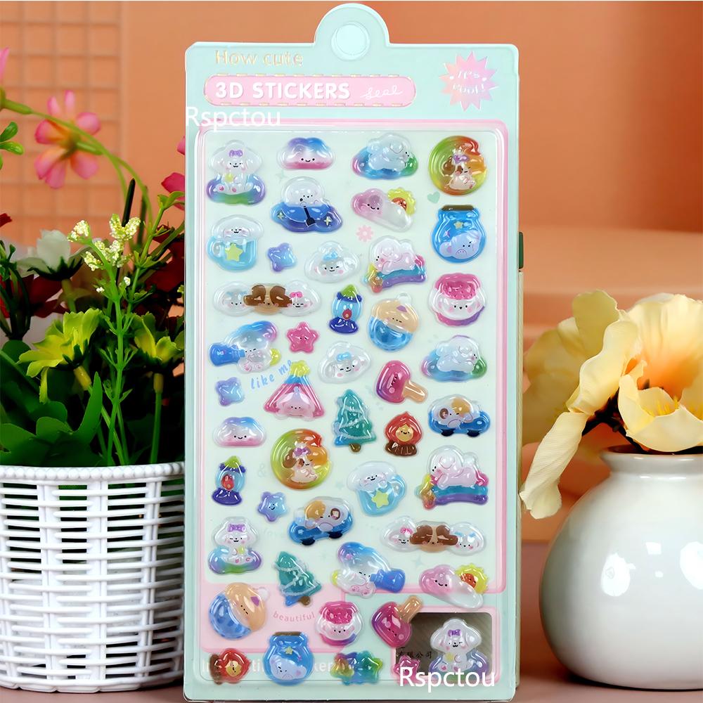 Cute Cartoon Animals Series 3D Puffy Stickers Funny Three-Dimensional Relief Sticker Luggage Guitar Phone Decals Decoration