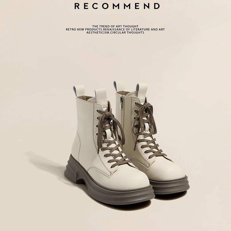 Martin Boots Women's 2025 New British Brown Boots Spring and Autumn Single Boots Heightened Platform Short Boots Thick Velvet Snow Boots