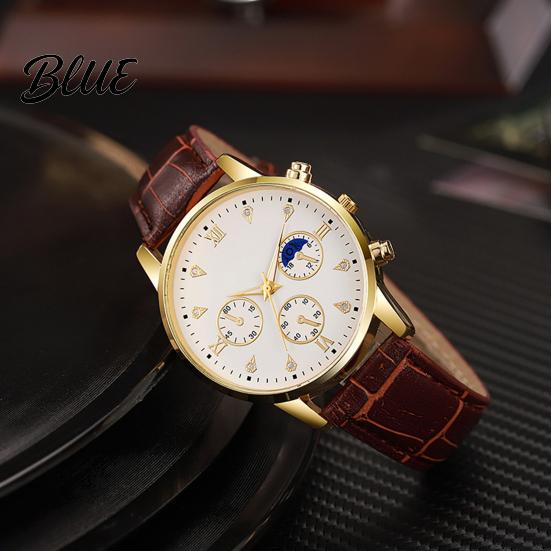 Leather Strap Men Watch Men's Analog Quartz Watches Minimalist Three-Hand