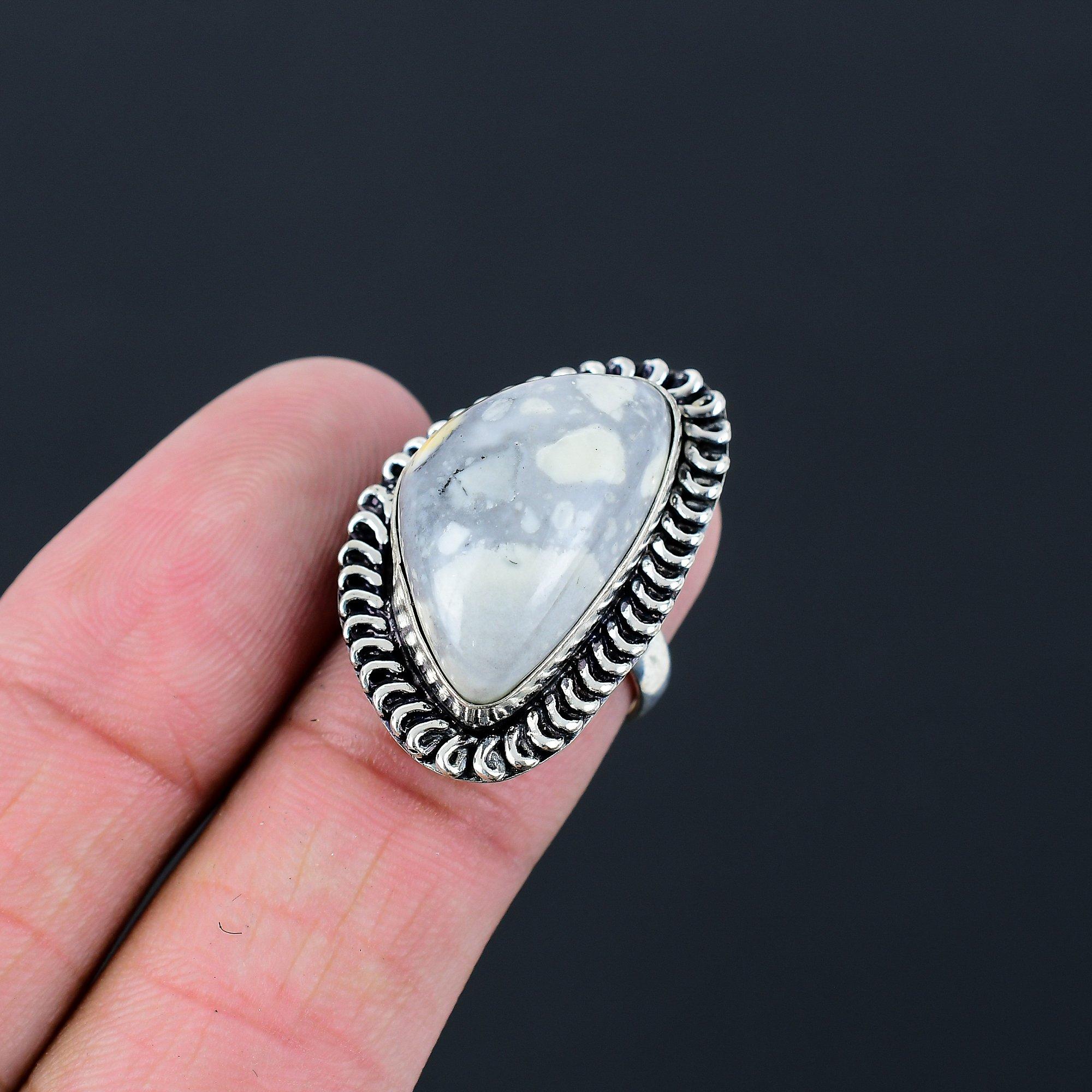 Natural Maligano Jasper 925 Sterling Silver Elegant Multi Stone Ring Size 6.5 6.5