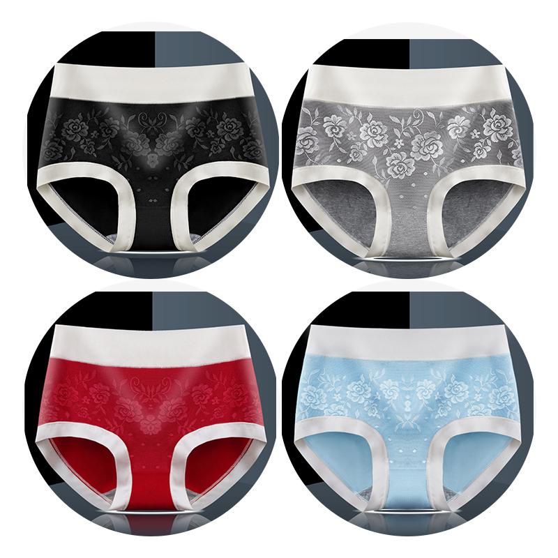 Mittlere Taille, große Größe, bequeme Damenunterwäsche, atmungsaktiv, antibakteriell, reine Baumwolle, sexy Spitzen-Slip für Frauen