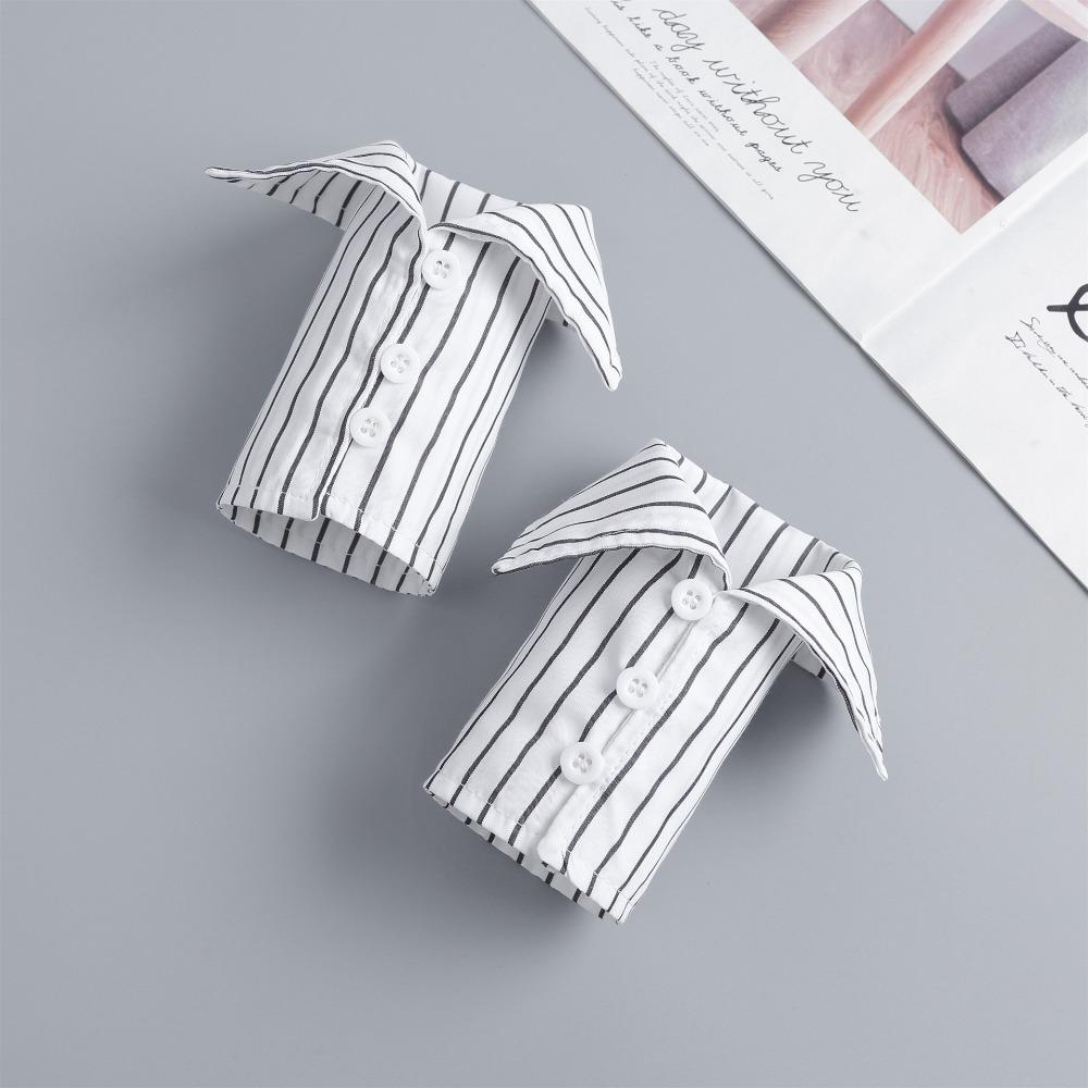 Commute Fake Hand Sleeves Detachable False Wrist Cuffs Stripe Shirt Fake Collar  Office