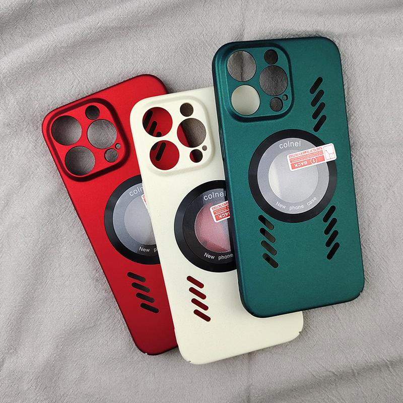 For iPhone 13 12 11 Plus X Xs Xr Pro Max mini Rock Sand Ice Magnetic Magnifier Heat Dissipation Matte PC Case Breathable Cooling Anti-slip Cover Shell