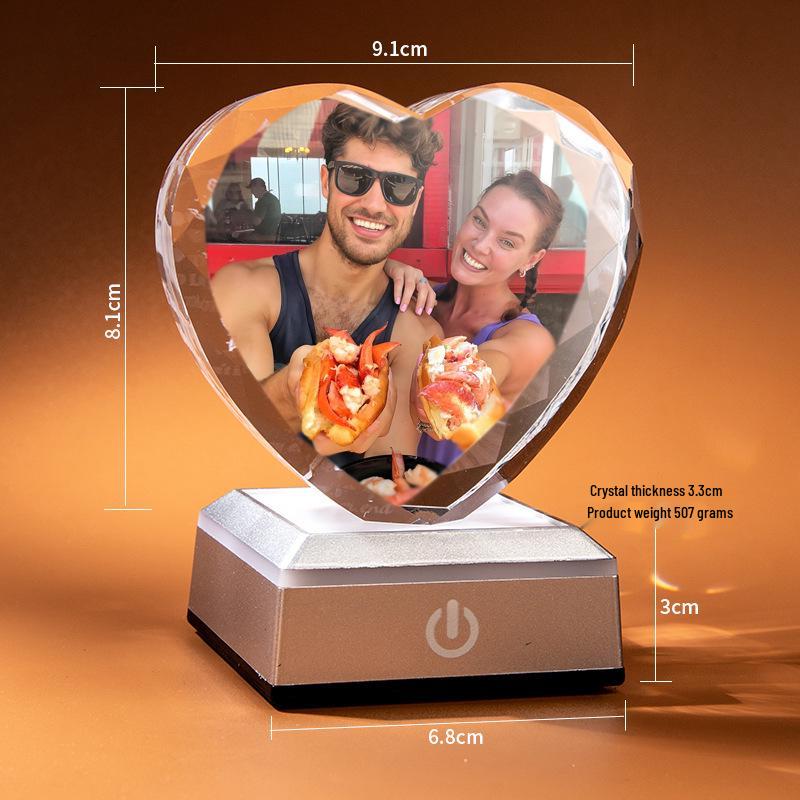 3D Crystal Engraved Photo Ornaments for Couples - Creative Festival Gifts