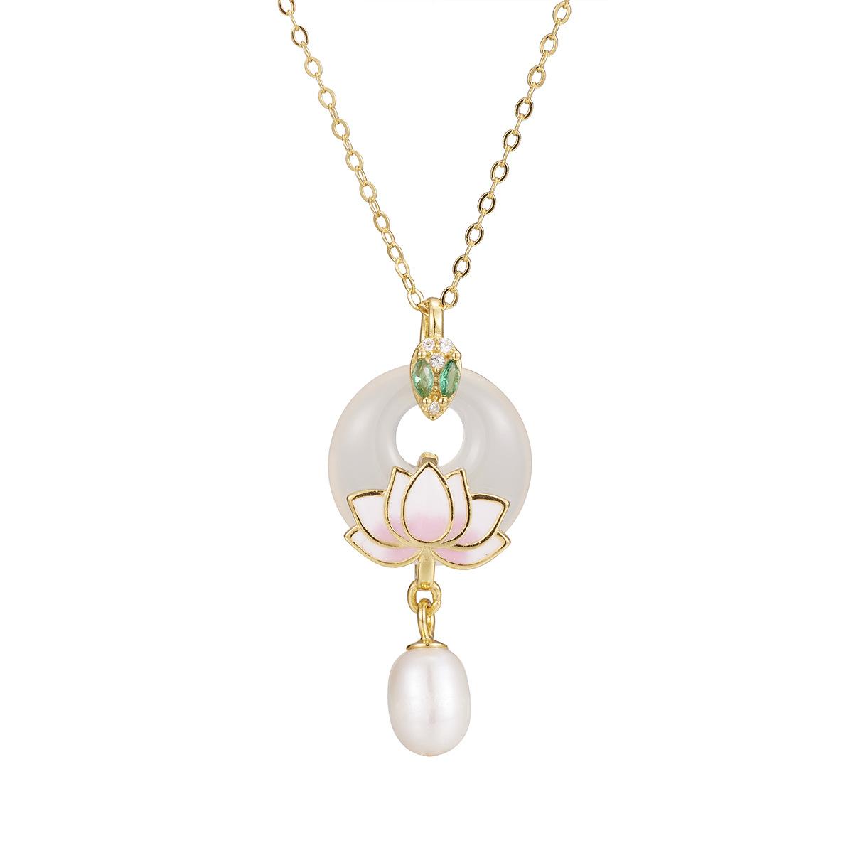 

Комплект ожерелья из стерлингового серебра 925 пробы с безопасной пряжкой в виде змеиной головы лотоса и натуральным жемчугом, эмаль, знаменитое украшение на шею 925 Silver