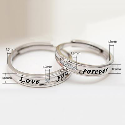 Love You Forever Rhinestone Lover Couple Promise Finger Ring Set Jewelry Gift
