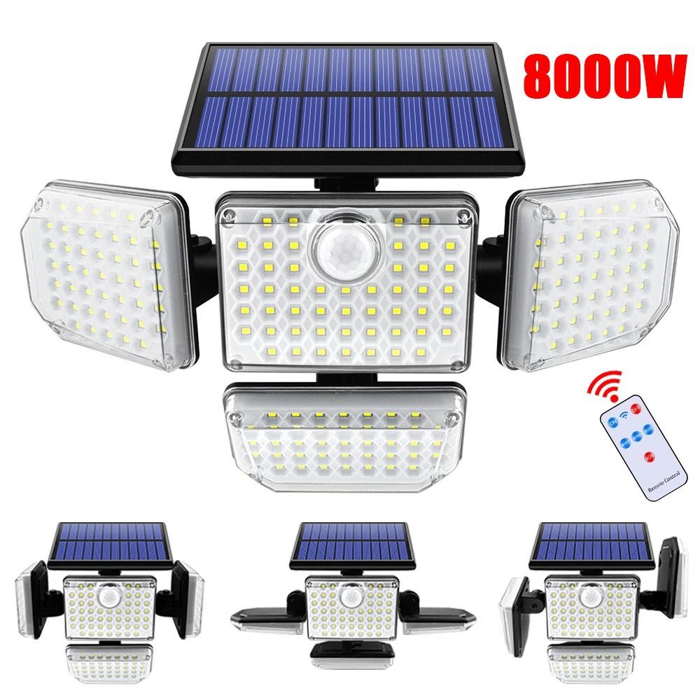 

182/50 светодиодный настенный светильник с регулируемыми 4 головками, прожектор безопасности, дистанционное управление, водонепроницаемость IP65, 3 режима работы