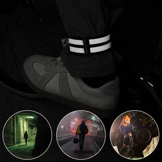 Cycling Pants Reflective Band High Visibility Elastic Adjustable Men Women Night Running Warming Leg Ankle Strap Cycling Accessories