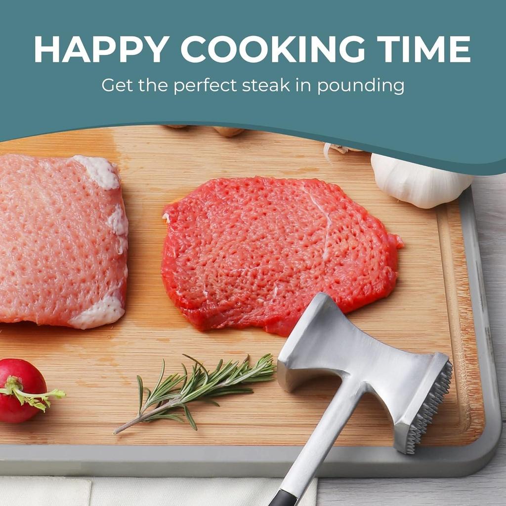 Fleischklopferhammer mit bequemem Griff, doppelseitiger Hammer für die Küche, robuster Stampfer zum Zartmachen von Steak, Rindfleisch und Fisch