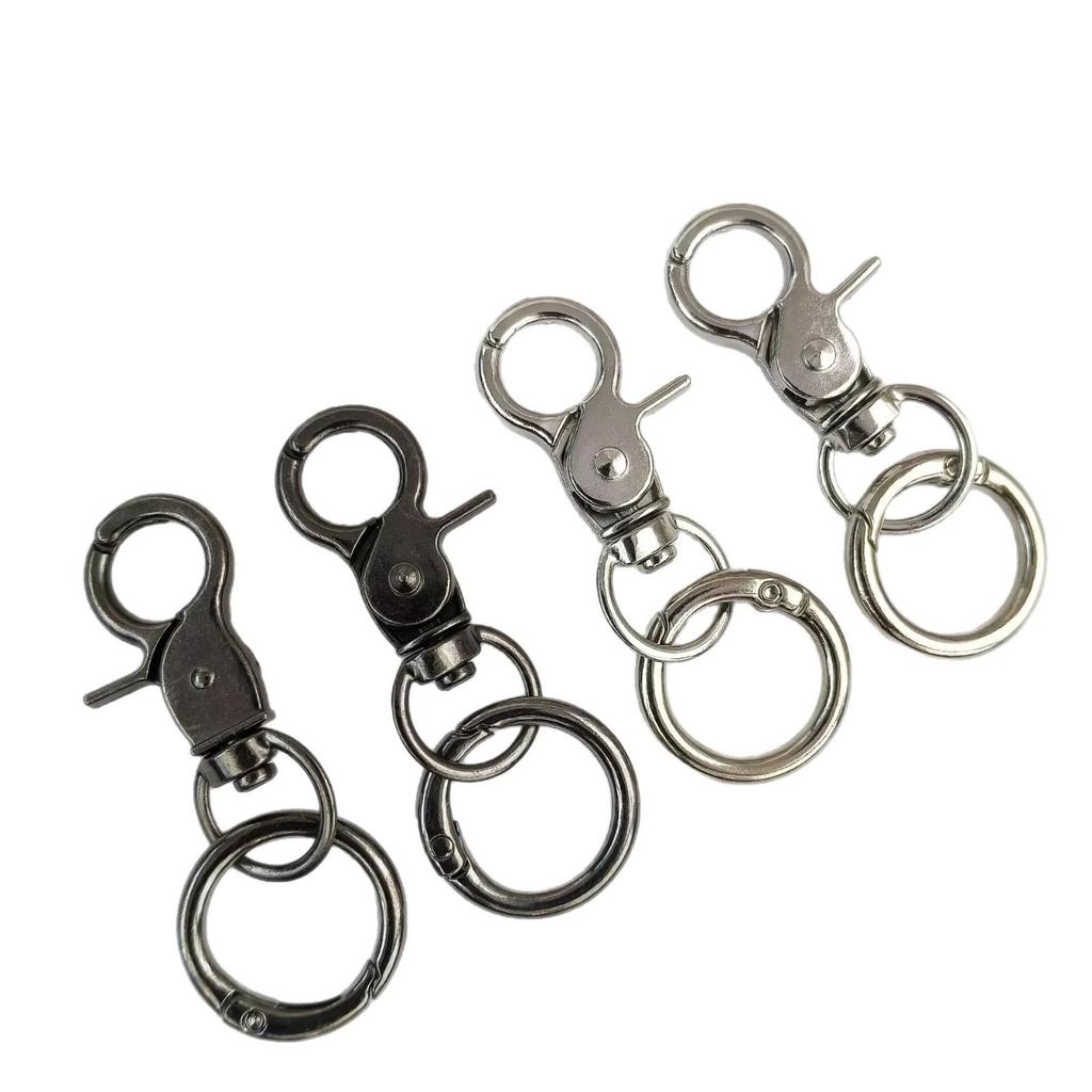 Electroplated Zinc Alloy Spring Buckle Keychain - DIY Openable Round Ring Accessory
