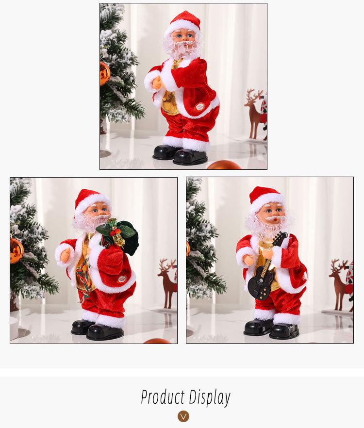 Electric Guitar-Playing Santa Ornament with Music and Dancing Hips