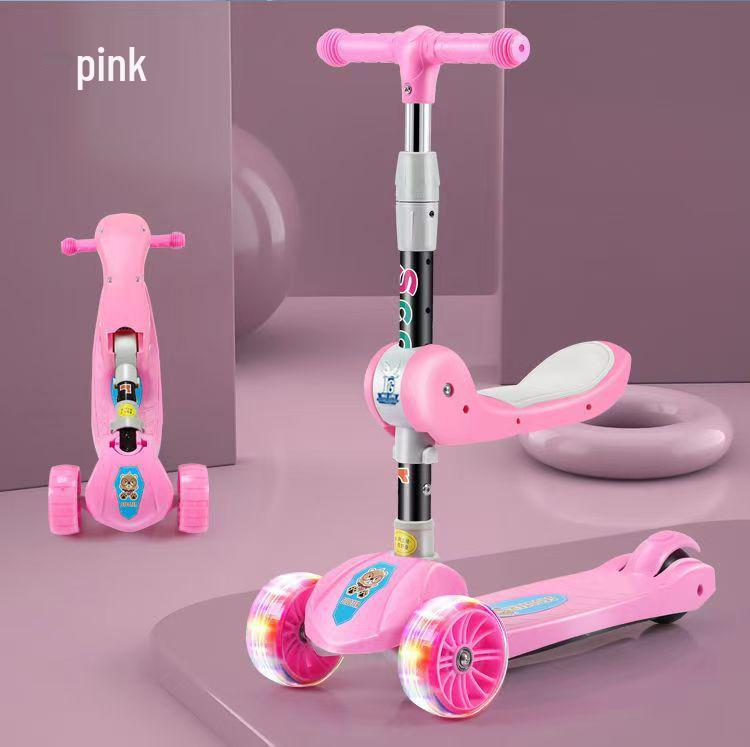 Foldable Children's Scooter with Music & Lights for Ages 3-12