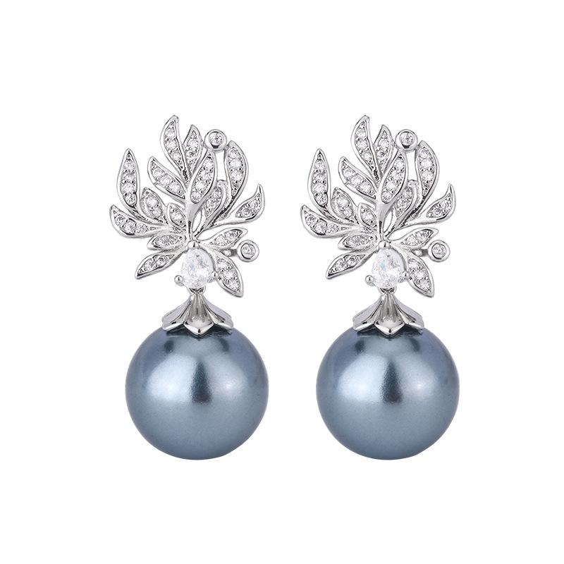 Jewelry Copper Bottom Gold-Plated Inlaid Pearl Temperament Creative Set Women 16-14Mm