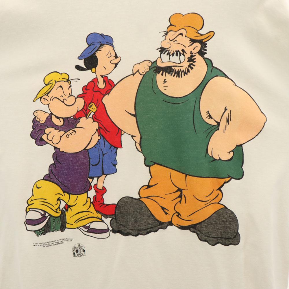 NJ CROCE 90s Old USA made Long sleeve Popeye Cut L white Ron T Men's Used