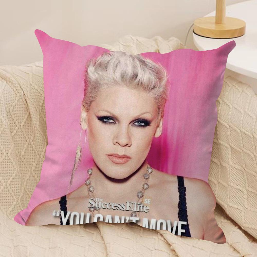 Pink Trustfall Pnk Singer Cushion Cover Silky Short Plush DoubleSided Printed Pillow Case for Sofa All Seasons Home Decor Gift