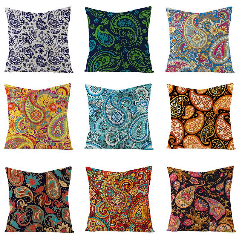New Bohemian Style Cashew Flower Ethnic Style Linen Pillow Cover Car Cushion Pillow Cover
