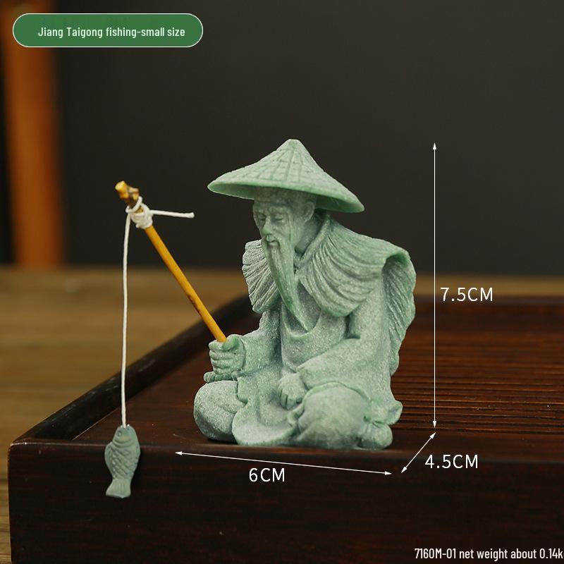 Porcelain Green Sandstone Buddha Ornament for Zen Fish Tank or Bonsai Display