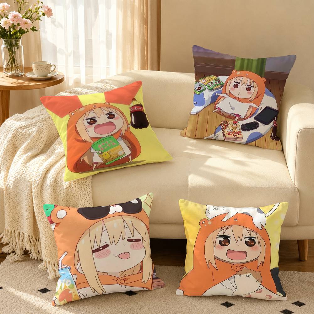 Anime U-Umaru Doma Pillow Case Square Double-Sided Sofa Cushion Cover Bedroom Bedside Pillow
