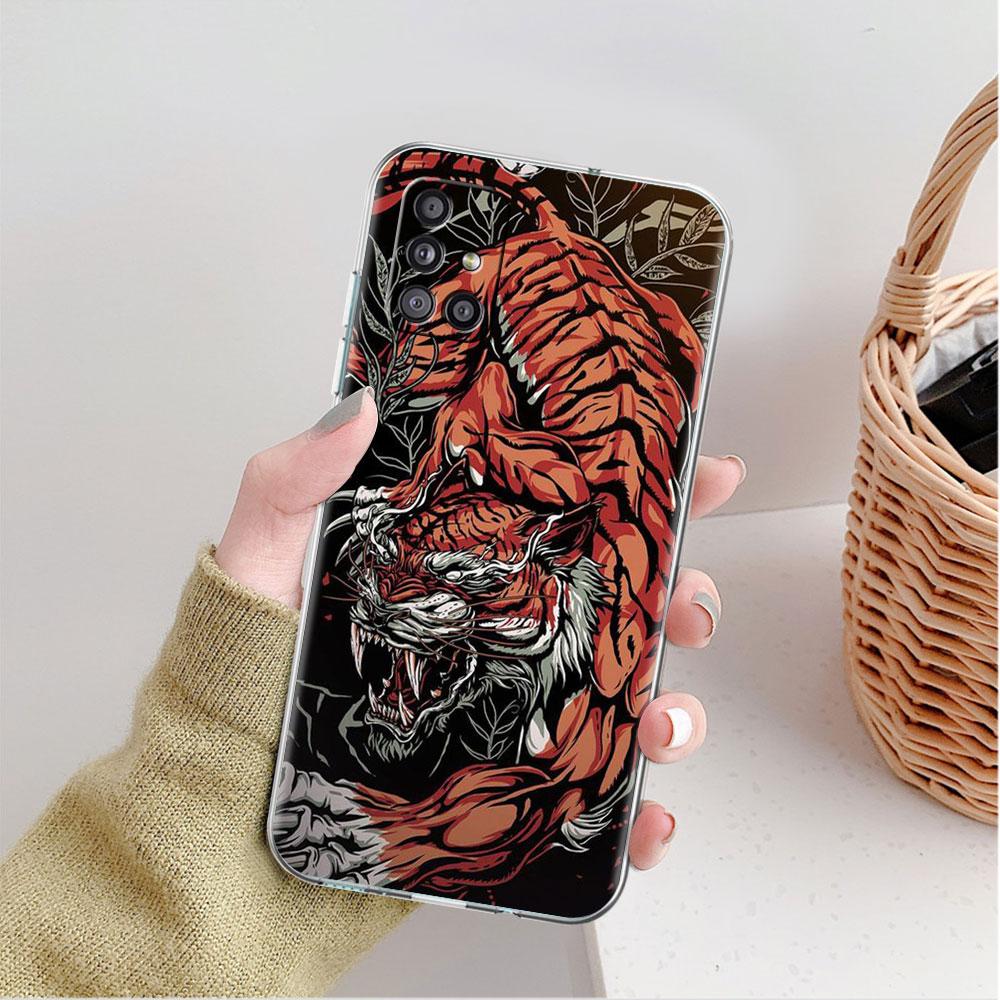 Clear Case For Samsung Galaxy A52 A12 A51 A32 A21s A71 A32 A22 50 A70 A31 A72 5G Phone Cover Fashion Chinese Vintage Dragon