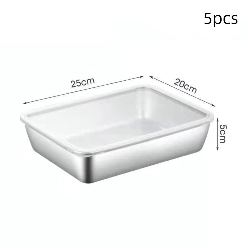 1/2/3/5 szt. Pojemnik na żywność ze stali nierdzewnej 304 z pokrywką Kuchenny pojemnik do przechowywania Świeże tacki do lodówki