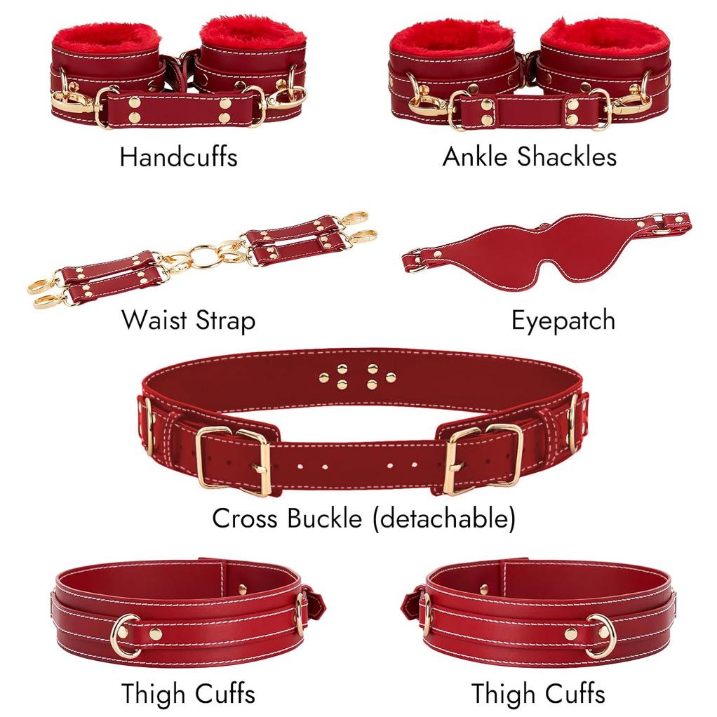 Sex Handcuff Thigh Cuff Waist Harness  Sextoy SM Slave Fetish Kits Hand Restraint Cuff Eyeblinder Adjust Hands Shackles Set