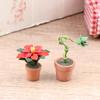 1:12 Dollhouse Miniature Potted Plants Tulip Flower Pot Fortune Fruit Bonsai Model Garden Home Decor Toy Doll House Accessories
