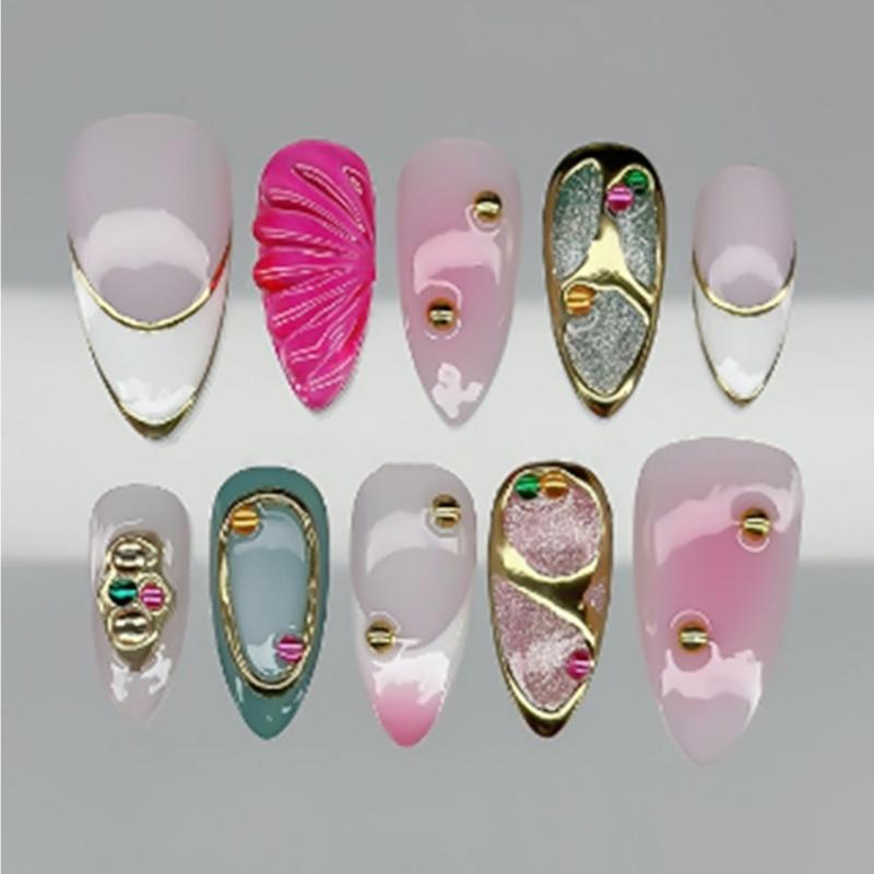 

24PCS Glossy Finish French Press On Nail with Shimmering Design Rose Pink Color for Elegant Women Girl Daily Wear 1