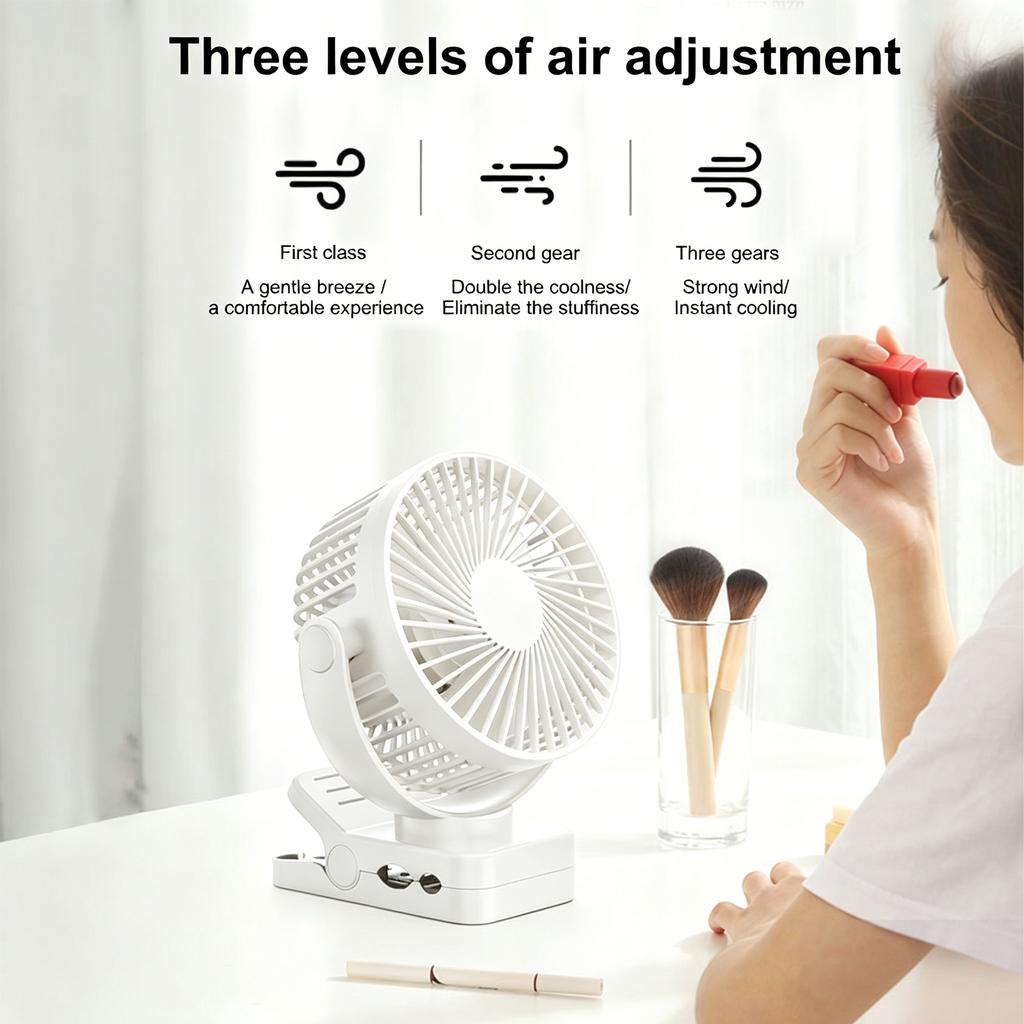 Clip On Fan with Magnetic Base USB Fan 360 degrees Rotation Horizontal and Vertical, 3 Speeds and Quiet Operation, 3