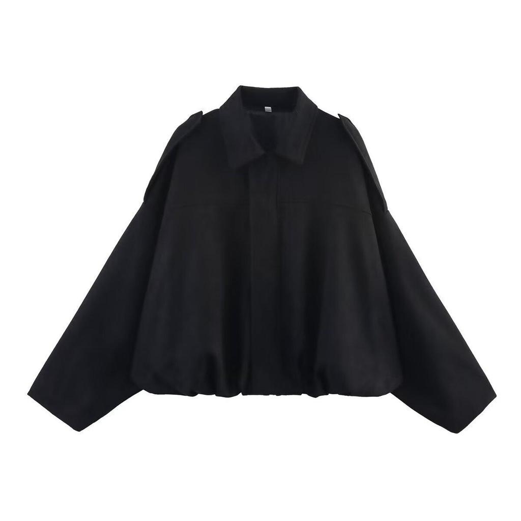 European and American Women's Fashionable Bomber Jacket with Batwing Sleeves and Zipper - Casual 2025 Style.