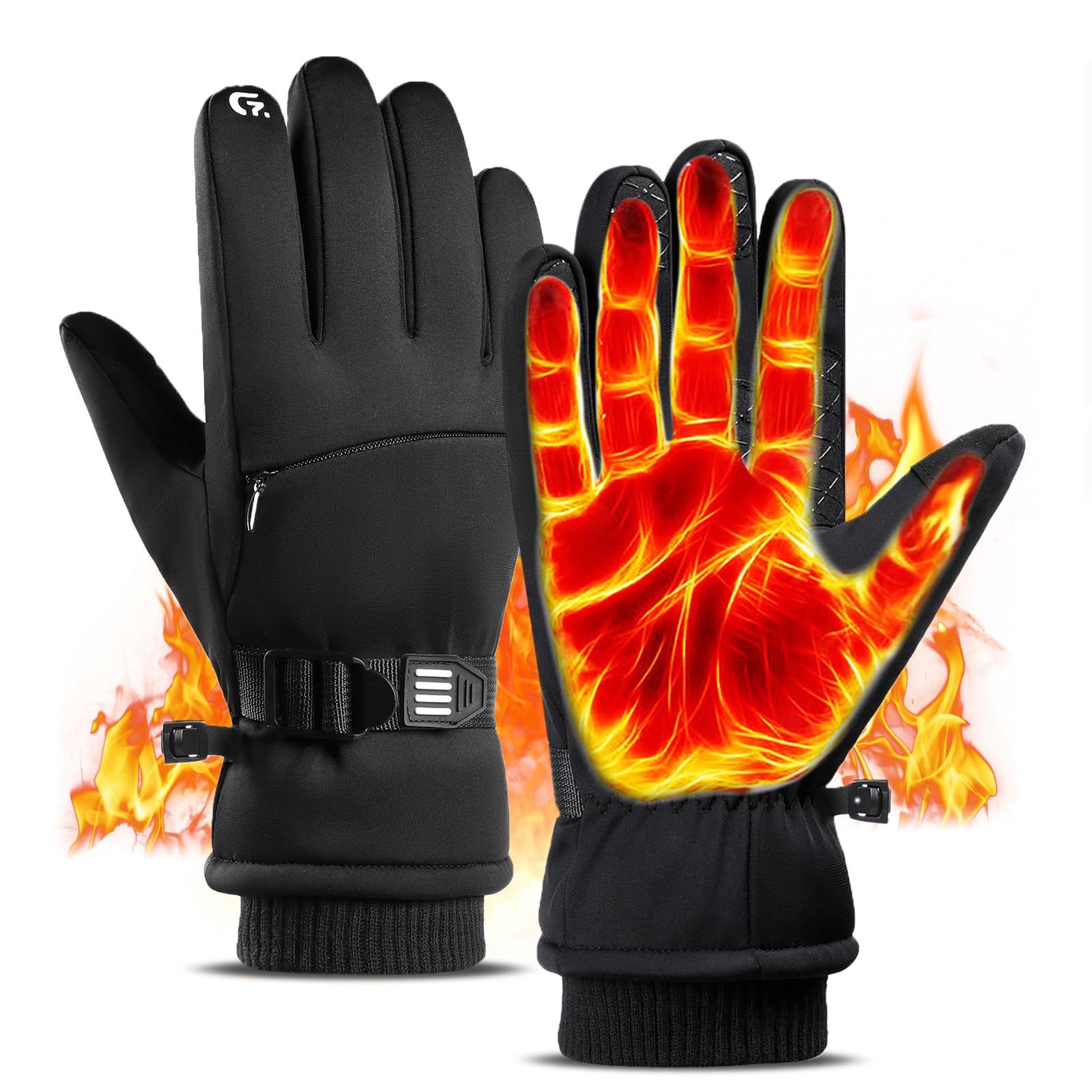 

SLEEPSINERO Winter Extra Thick Warm Temperature Smartphone with for Black Men s Gloves, [Super 40°C (104°F) Control! Two-Finger Compatible, чёрный