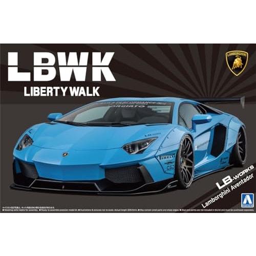 Aoshima Bunka Kyozai (AOSHIMA) 1/24 Liberty Walk Series No. 17 LB Works Lamborghini Aventador Ver. 1 Plastic Model Kit, Sky Blue