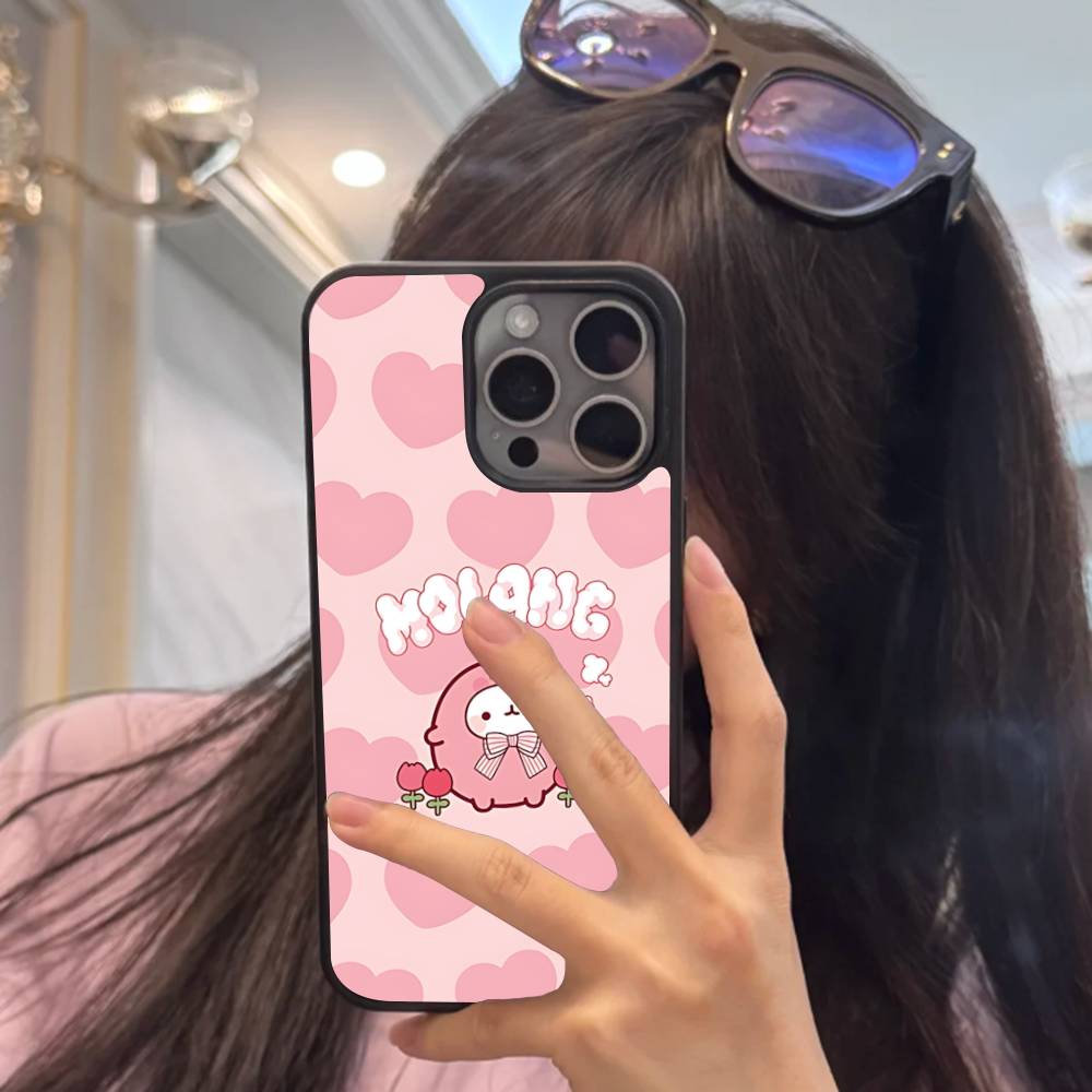 Kawaii Cute Rabbit M-MolangS Anime Phone Case For IPhone 17 16 Pro Max Air 13 12 Mini 14 15 Plus 11 PC+TPU Back Cover