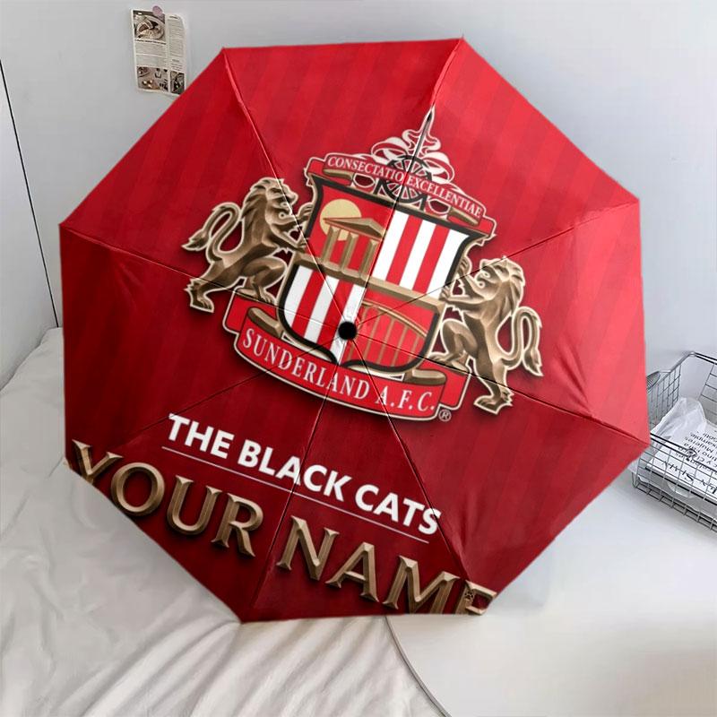 1 PC Automatic Folding Umbrella - Sunderland A.F Custom Name Pattern, Portable & Foldable Design with 8 Ribs, Christmas Birthday Gifts