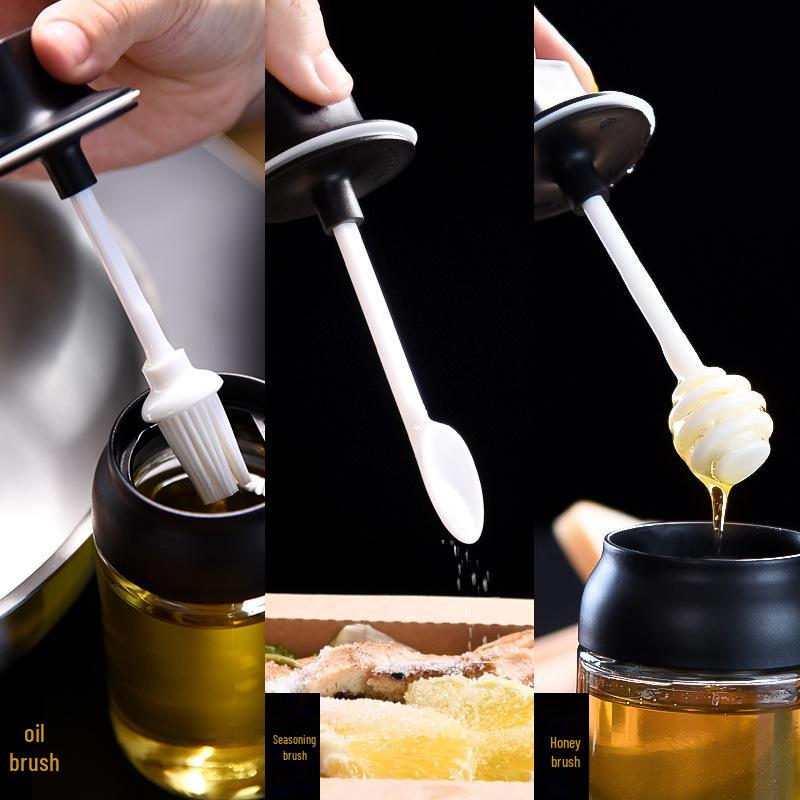 Moisture-Proof Lid Seasoning Jar with Integrated Spoon for Kitchen Use