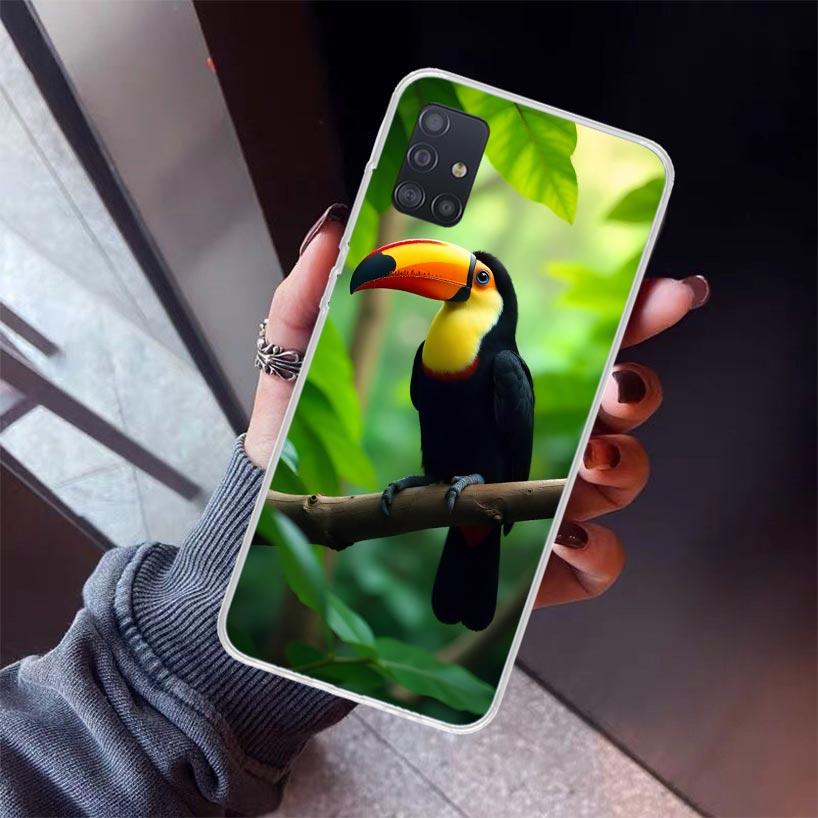 Tropical Toucan Phone Case For Samsung Galaxy A52 A51 A50S A32 A22 A12 A02S A72 A71 A31 A70 A30S Note 20 Ultra 10 Plus S10 Galax