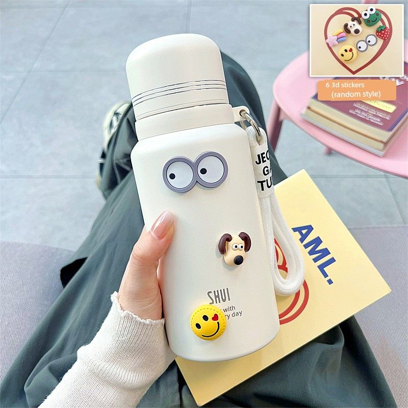 

German Canim Kalse Minimalist Wind ~ Stainless Steel Tea Water Separation Large Capacity Thermos Cup Office Water Glass White 600ml (Free 3D Sticker + Cup Brush)