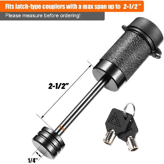 CZC AUTO Trailer Tongue Coupler Lock, Dia 1/4 Inch, 2-1/2 Inch Span Fits Latch-Type Coupler For Towing Boat Truck RV Car Trailer
