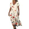 Fashion Women's Summer V-Neck Short Sleeve Floral Print Beach Dress