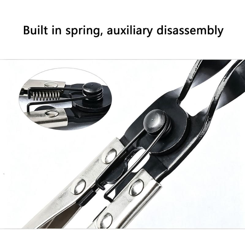 Press-Down Brake Pad Retainer Pliers with Steel Tool Body and Opposing Gripping Tips for Removing and Repositioning Brake Hardware Tasks