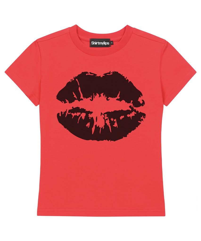 SHIRTMYLIPS (W) Kiss Mark Crop T-Shirt Red