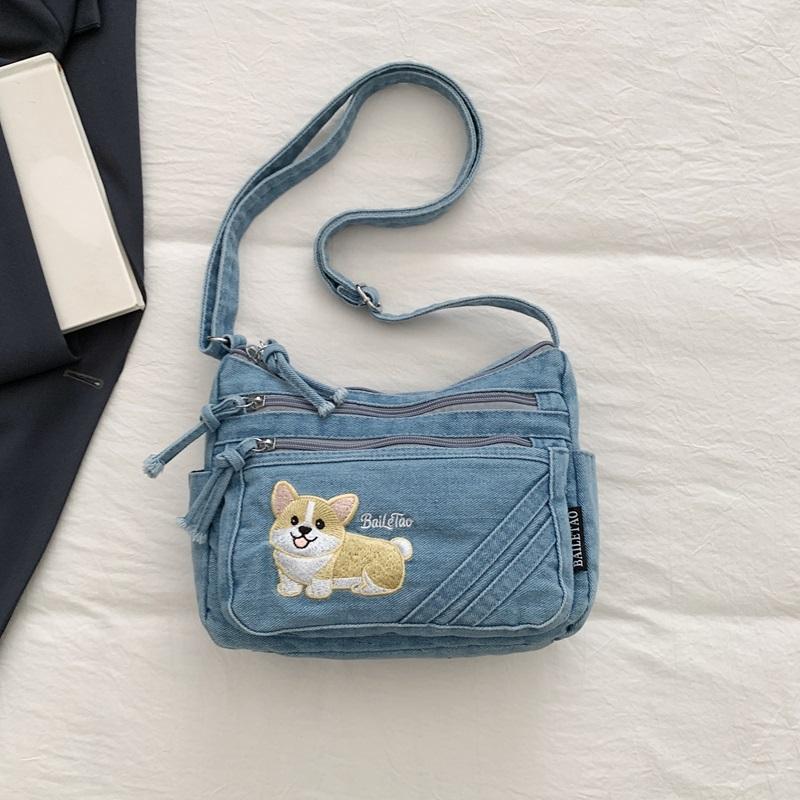 Vintage Denim Bag Crossbody Bag Women's Large Capacity Multi-Pocket Lightweight Shoulder Bag
