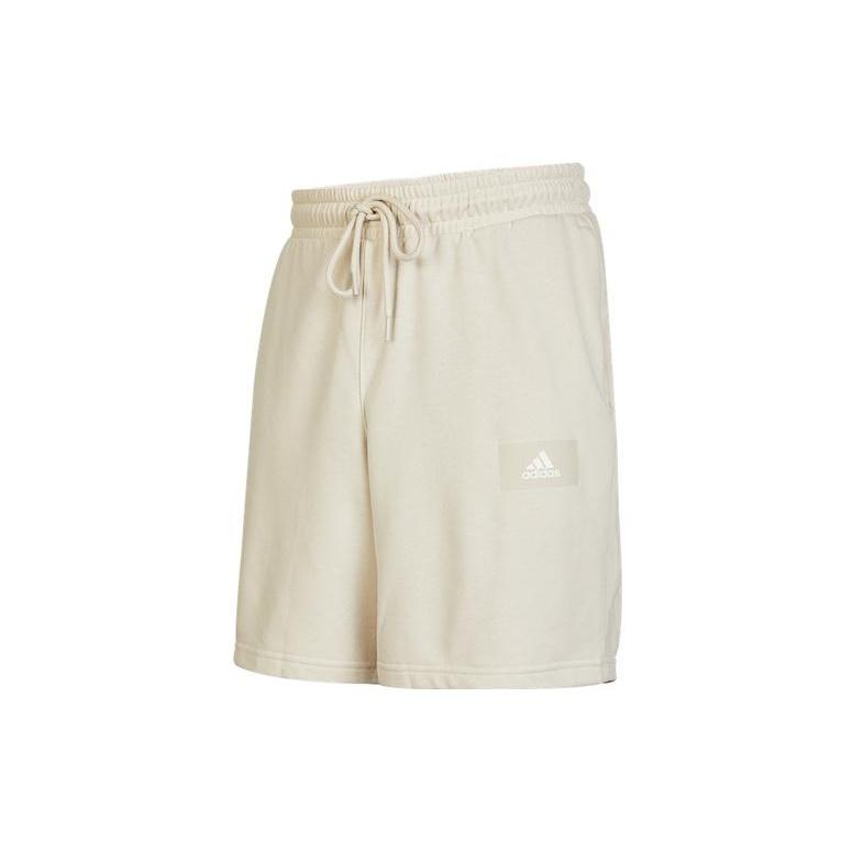 Men s adidas Logo Printing Pattern Lacing Elastic Waistband Straight Shorts Beige HZ7029 XXL