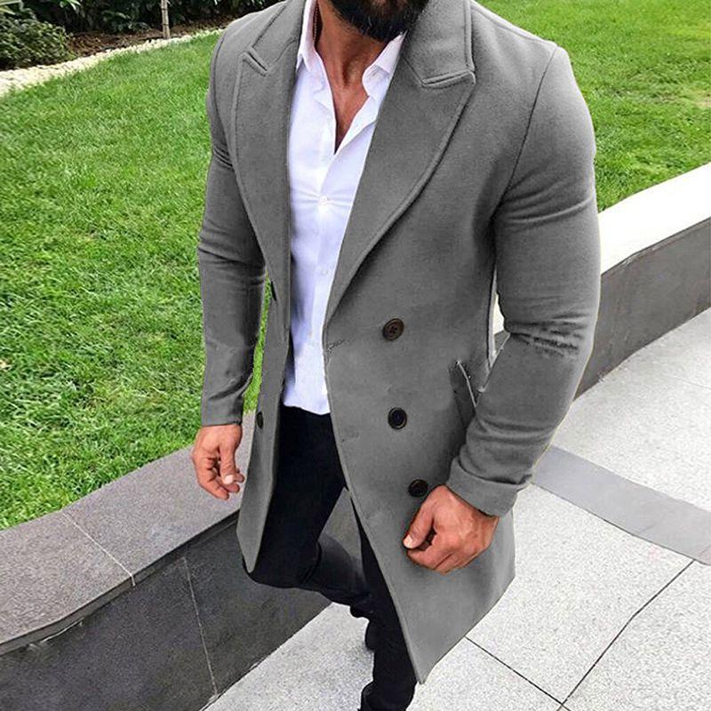 Luxuriöser Herren Winter-Trenchcoat Mit Warmem Revers Und Versteckten Schulterpolstern