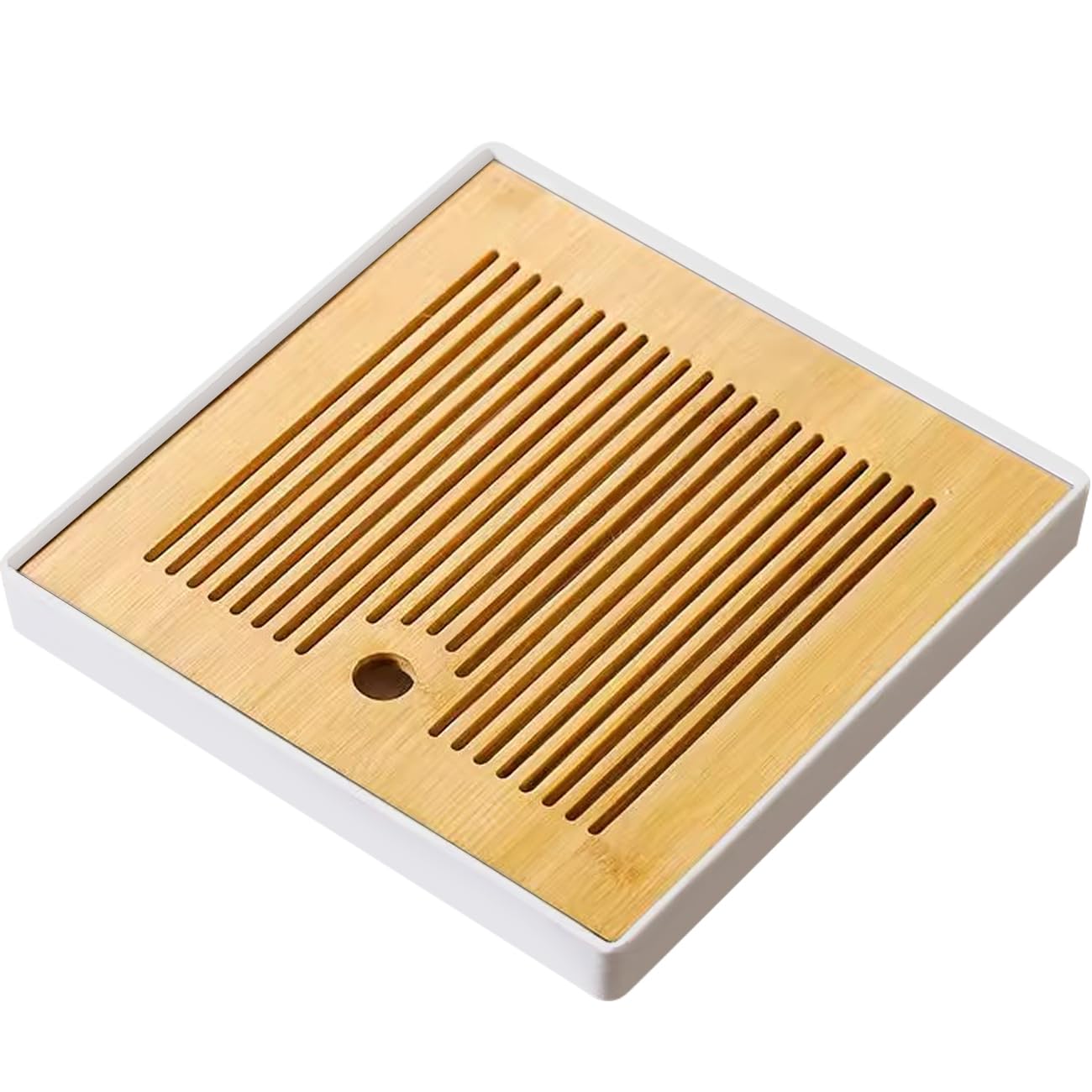 

HIGHAWK Tea Tray, Bamboo Plate with Water Storage, Tea Tray for Tea Ceremony Utensils, Resin Plate, Storage, Removable Plate, Hollow, Drainable